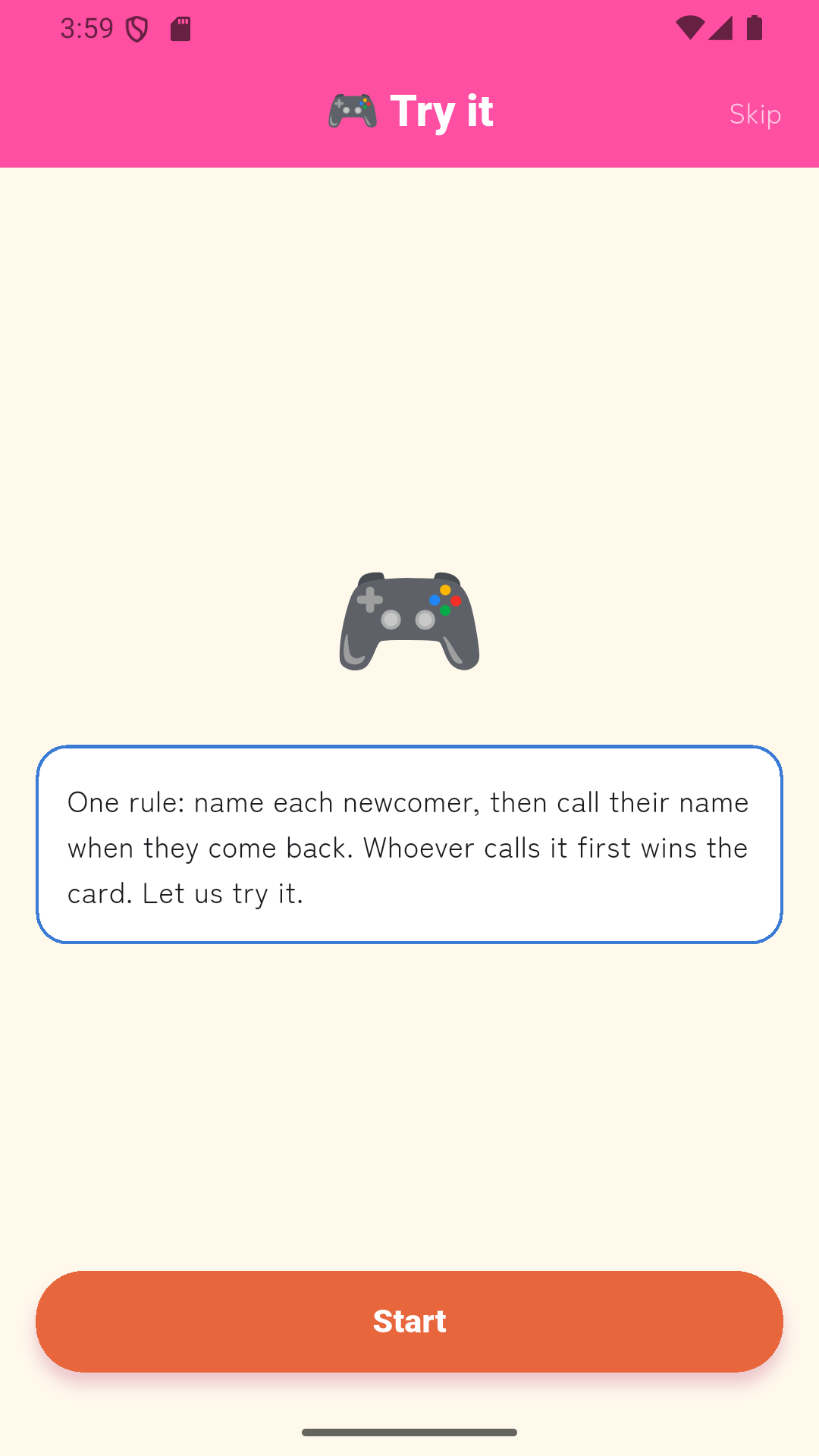Training screen